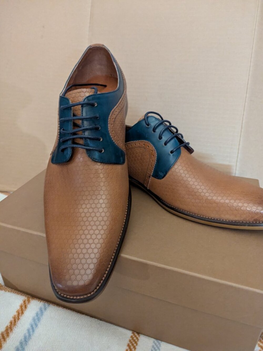 STEVEN LAND Men's Dress Derby "Blue & Latte" Size 10